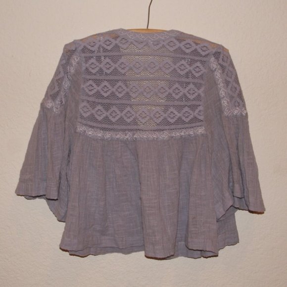 FREE PEOPLE Lavender Carry Me Away Gauze Top sz M - Picture 5 of 8